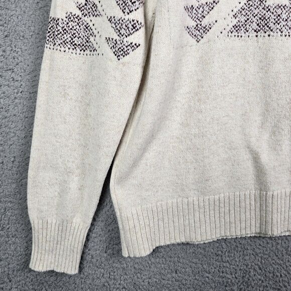 American Eagle Hoodie Sweater M Aztec Tribal Knit Pullover Soft Boho Cream Cozy - Picture 8 of 12